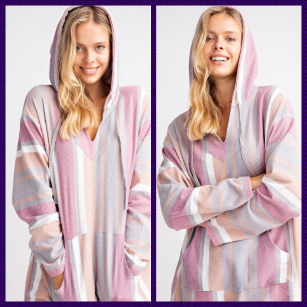 NEW!  HOODIE WITH STRIPES AND LONG SLEEVE - Picture 2 of 4